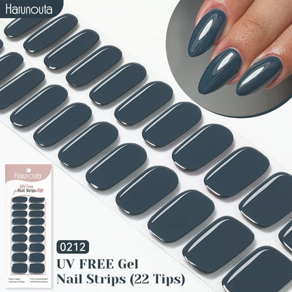 22strips UV Free Nail Gel Strips Loving Heart Gel Polish Nail Sticker Curing-free Adhesive Stickers for Nails Long Lasting Wrap