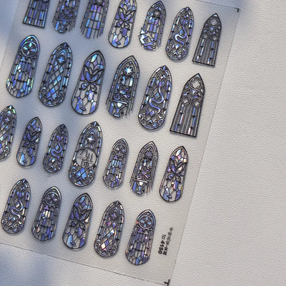 1pcs Dream Flower Window Shell Light Nail Art Stickers Japanese Flower Self Adhesive Stickers Press On Nails Decoration Decals