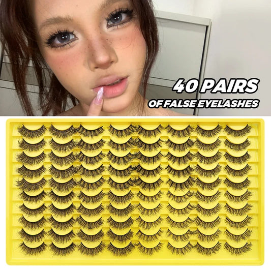 DINGSEN 40 pairs Volume Strip Lashes Faux Mink False Eyelashes Kit Cosmetics Soft Fake Volume Eyelash Extensions Wholesale