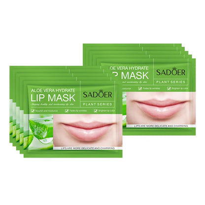 10pcs SADOER Fruits Moisturizing Lip Mask Nourishing Beauty Hydrating Crystal Collagen Gel Lip Patches Skin Care
