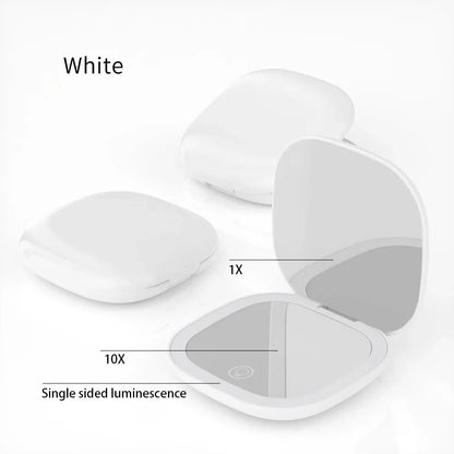 Mini Compact Foldable Pocket Hand Led Makeup Mirror With Led Light 5x/10x Magnification Rechargeable And Small