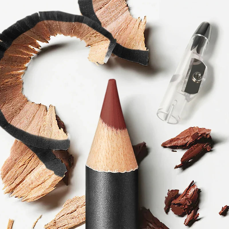 Waterproof Long Lasting Matte Lipliner Pencil Red Contour Tint Lipstick Non Stick Cup Moisturising Lip Makeup 12 Colors
