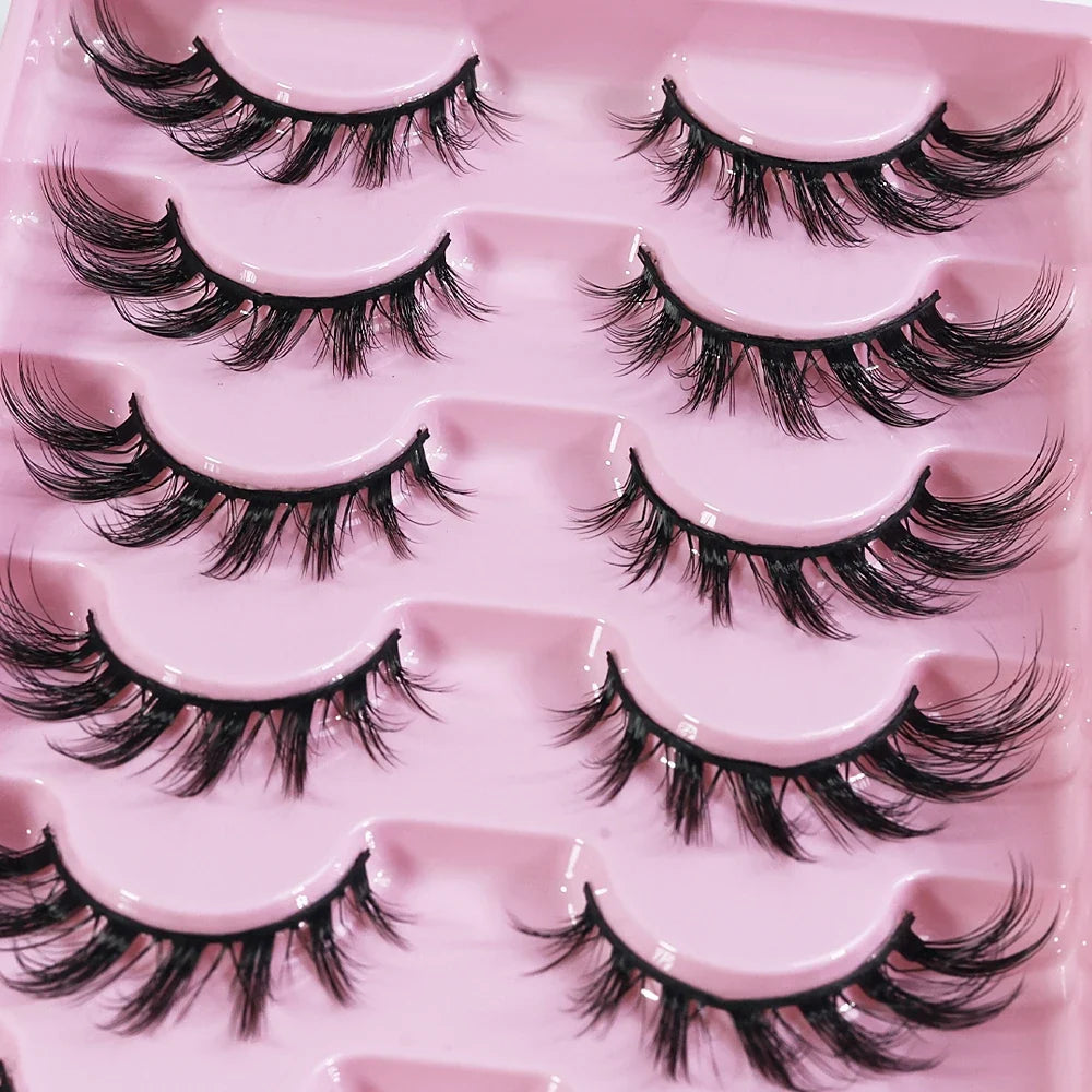 MIOFIA New 5 Pairs Fake Lashes D Curl Fluffy Soft Volume Eyelash Extensions Natural Look 3D Faux Mink False Eyelashes Makeup