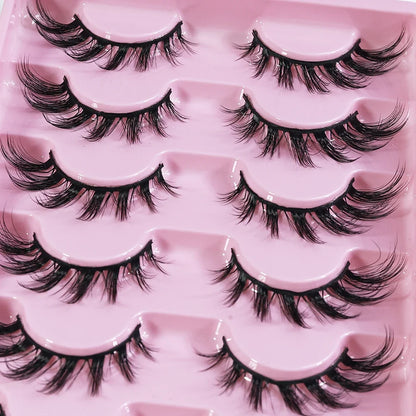 MIOFIA New 5 Pairs Fake Lashes D Curl Fluffy Soft Volume Eyelash Extensions Natural Look 3D Faux Mink False Eyelashes Makeup