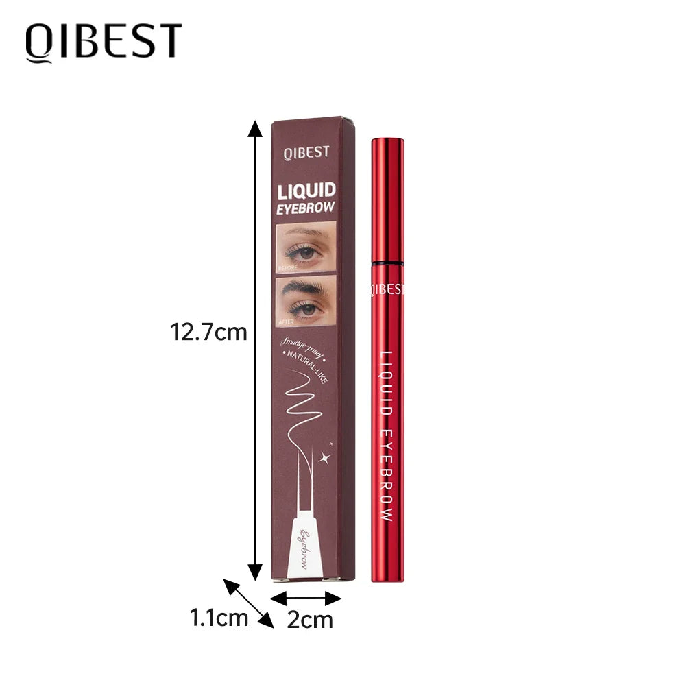 QIBEST 2 Fork Tip Liquid Eyebrow Pencil Eyeliner Lower Eyelash Pen Makeup Waterproof Lasting Quick Drying Ultra-fine Brows Pen
