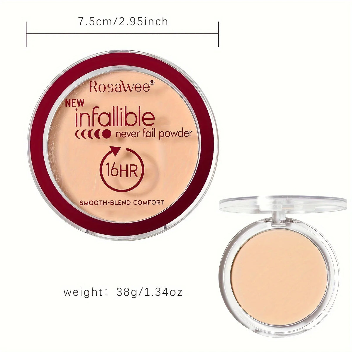 Matte Pressed Powder Foundation Full Coverage 16 Hour Longwear Face Makeup, Oil Control Flawless Finish, Finishing Powder