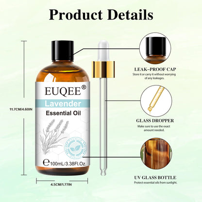 Essential Oil 100ml with Dropper Lavender Vanilla Essence Oil for Diffuser Sandalwood Bergamot Lemongrass Fragrance Oil Gift