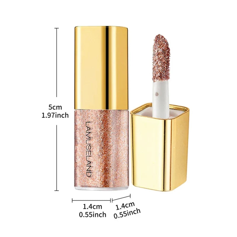8 Colors Pearlescent Liquid Eyeshadow Fine Shimmer Highlight Glitter Eye Shadow High Shine Long-Lasting & Smudge-Proof Makeup