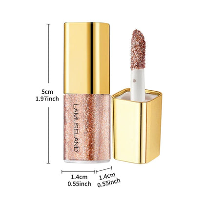 8 Colors Pearlescent Liquid Eyeshadow Fine Shimmer Highlight Glitter Eye Shadow High Shine Long-Lasting & Smudge-Proof Makeup