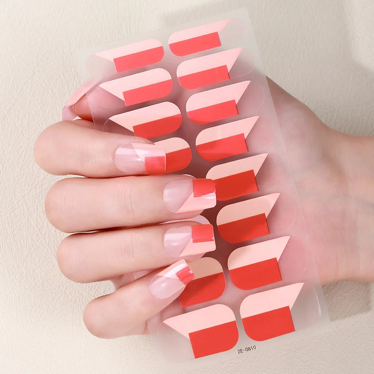 16Tips Full Cover French Nail Polish Strips Gradient Glitter Nail Stickers Self Adhesive Manicure Decoration Nail Art Decals