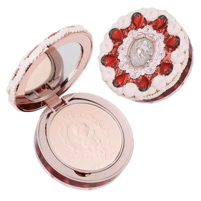 Flower Knows Strawberry Cupid Collection Pressed Powder Mineral Makeup Powder Foundation With Concealer & Finishing Vegan