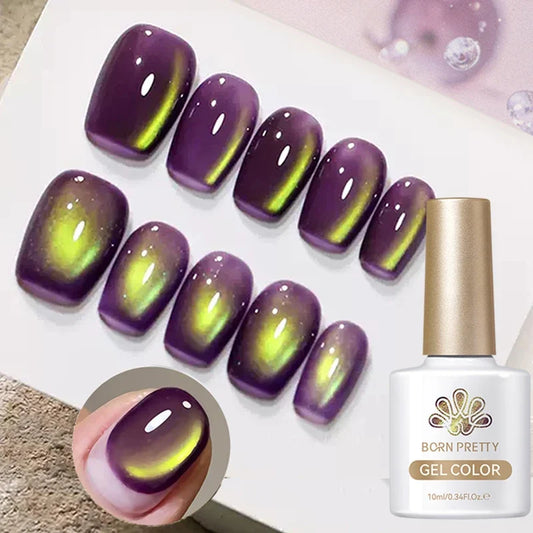 BORN PRETTY 10ml Fruit Purple Grape Cat Magnetic Gel Nail Polish 2025 New Whitening Guava Glass Beads Varnish Nail Supplies