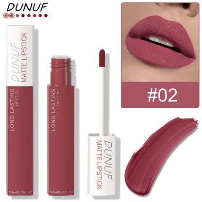 Non Stick Cup Liquid Lipstick Dark Purple Long Lasting Lip Gloss Matte Velvet Finish Resistant To Fading Waterproof Lip Cosmetic