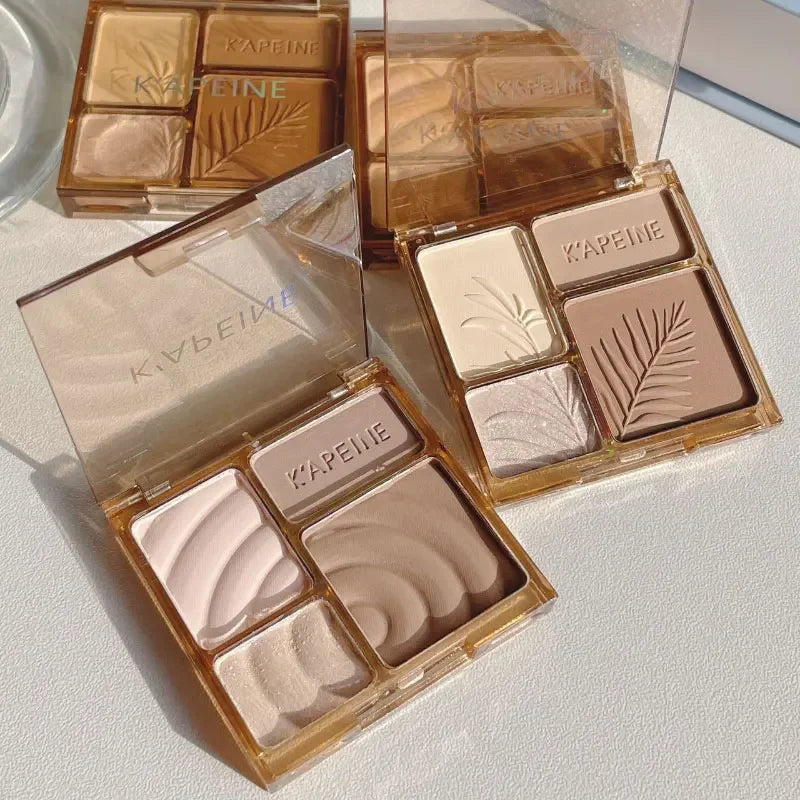 4 Colors Matte Highlighter Bronzers Palette Face Shading Grooming Powder Long-Lasting Makeup Face Contouring Shadow Cosmetics