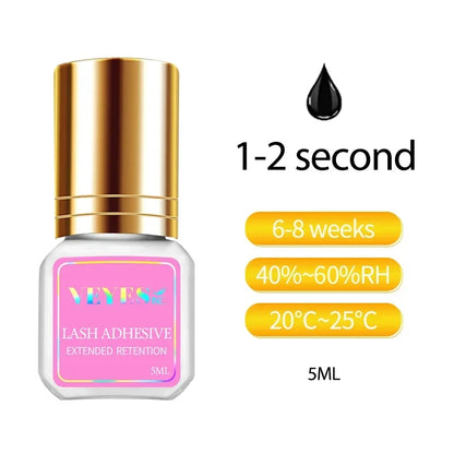 VEYES INC Eyelash Extension Glue 0.5-1 Sec Drying (0.17fl.oz / 5ml) Up to 8 Weeks Retention Adhesive Salon Use for Lash  Tech