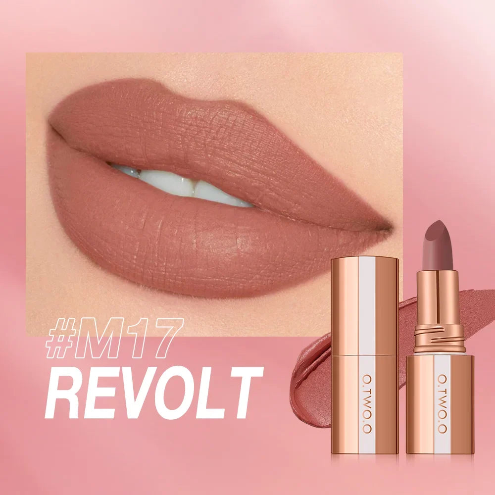 O.TWO.O Matte Lipstick Lip Tint 14 Colors Waterproof Long Lasting Non-transfer Smooth Highly Pigmented Velvet Lip Sticks Makeup