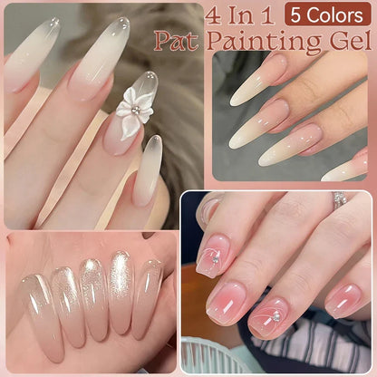 UR SUGAR 4 In 1 Pat Painting Gel Nail Nude Pink Color Painting Liner Nail Art Used For Gradient Cover Edge Nail Stamping Pattern