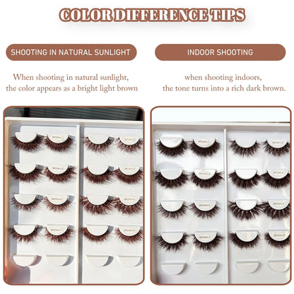 RED SIREN Brown Fluffy Mink Lashes 2026 New Design Luxurious Soft Natural Strip Lashes Cosplay Mink False Eyelashes Supplies