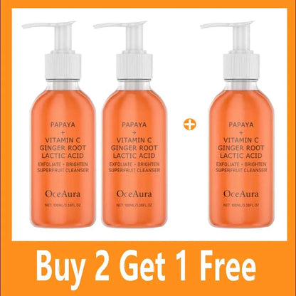 Oceaura Papaya Facial Cleanser Exfoliating Oil Control Deep Cleaning Pore Shrinking Blackhead Remover Dirt Brightening Face Wash