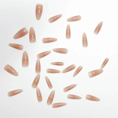 24-piece Long French Minimalist Gradient Fingernail with 1 Jelly and 1 Nail File
