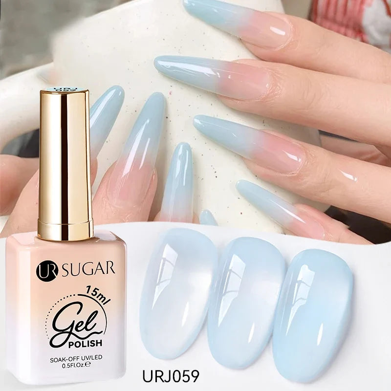 UR SUGAR 15ml Jelly Milky White Translucent Color Gel Polish Semi Permanent UV Gel Nail Art Soak Off Gel Varnish Latest Fashion