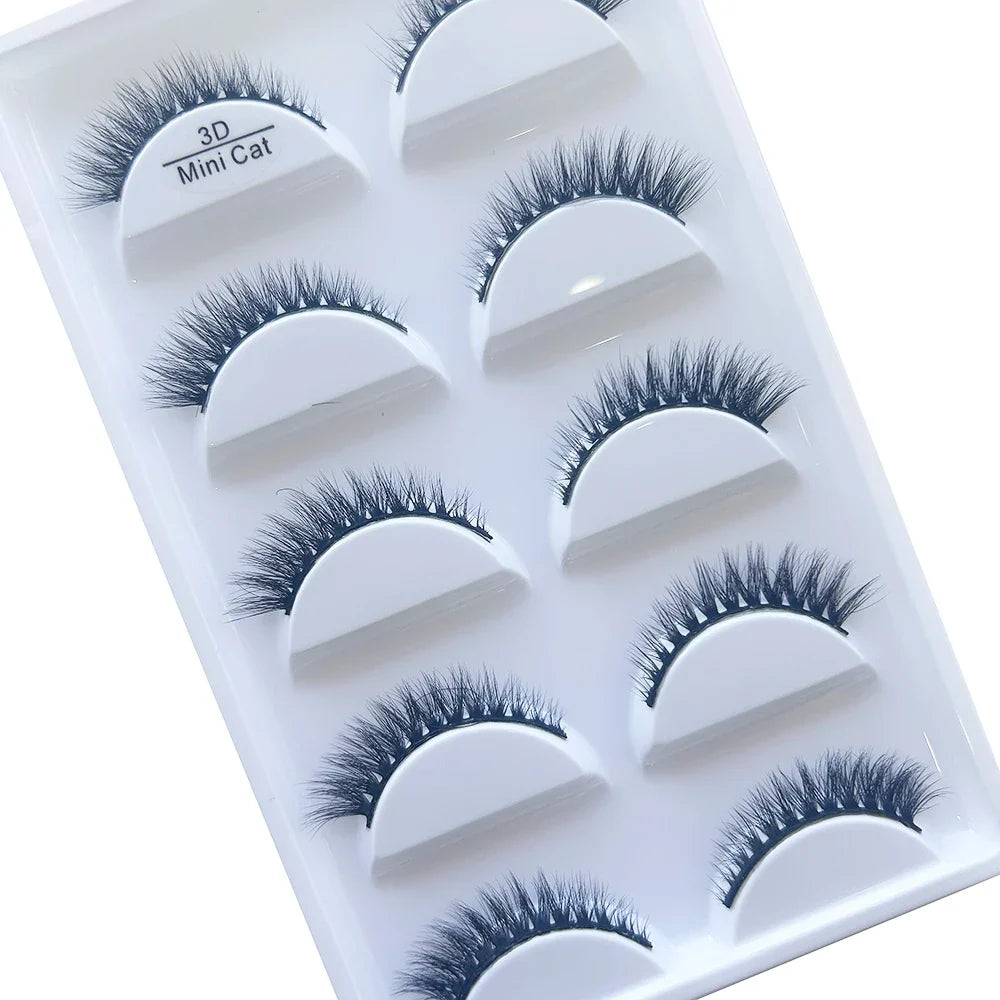 New 5 Pairs Natural 3D False Eyelashes Makeup Mink Eyelash Fake Eye Lashes Faux Cils Make Up Beauty Maquillaje Tools H13 Cat