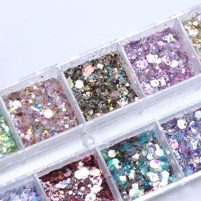 Mermad Iridescent Mixed Hexagon Nail Glitter Sequins Holographic Spangles Flakes Nail Art Powder Gel Polish Manicure Accessories