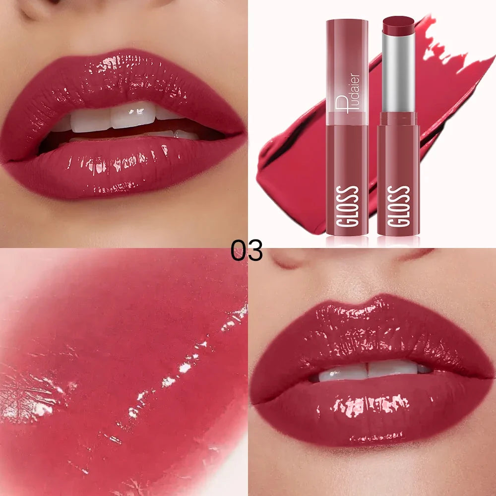 Hydrating Berry Shine Lipstick Set, Long-Lasting Plump Lip Cream, Non-Sticky & Creamy Finish, 6 Colors