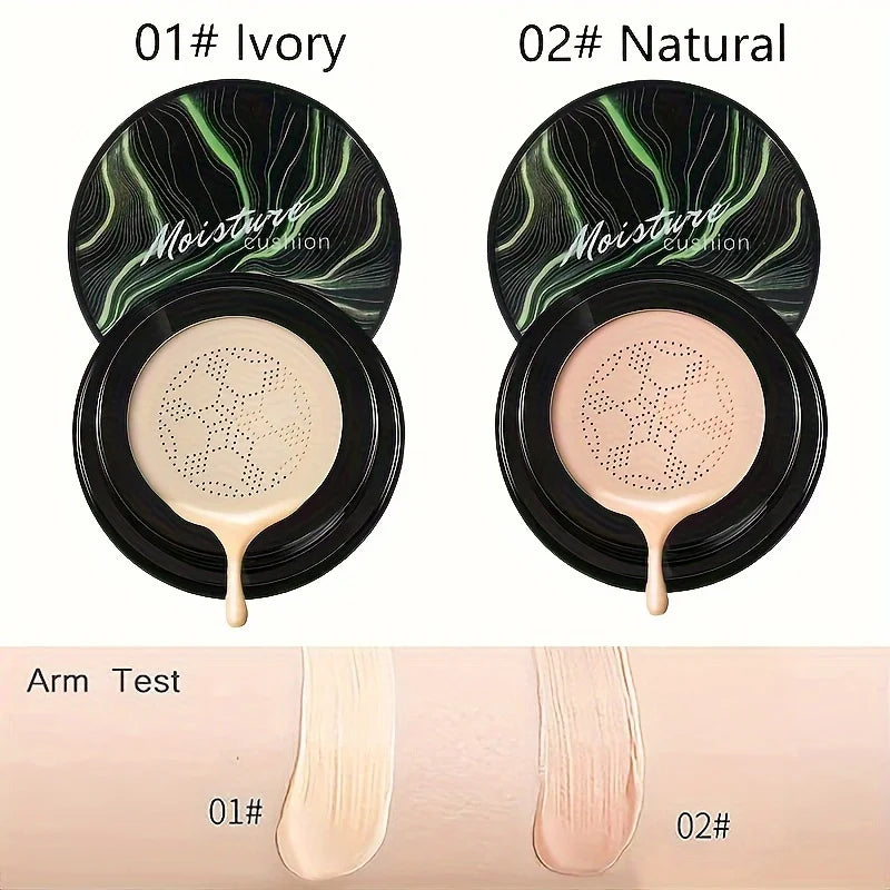 Mushroom Head Air Cushion, CC Cream Foundation Moisturizing Concealer Waterproof Oil Control Long-Lasting Nude Makeup