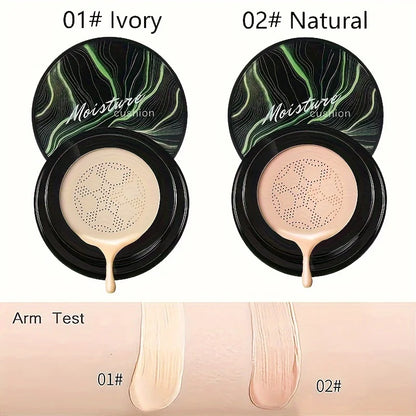 Mushroom Head Air Cushion, CC Cream Foundation Moisturizing Concealer Waterproof Oil Control Long-Lasting Nude Makeup