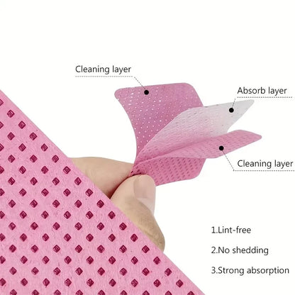 50 Lint-Free Nail Wipes, Super Absorbent Nail Wipes for Removing Gel Polish, Eyelash Extensions, and Nail Prep (White, Pink)