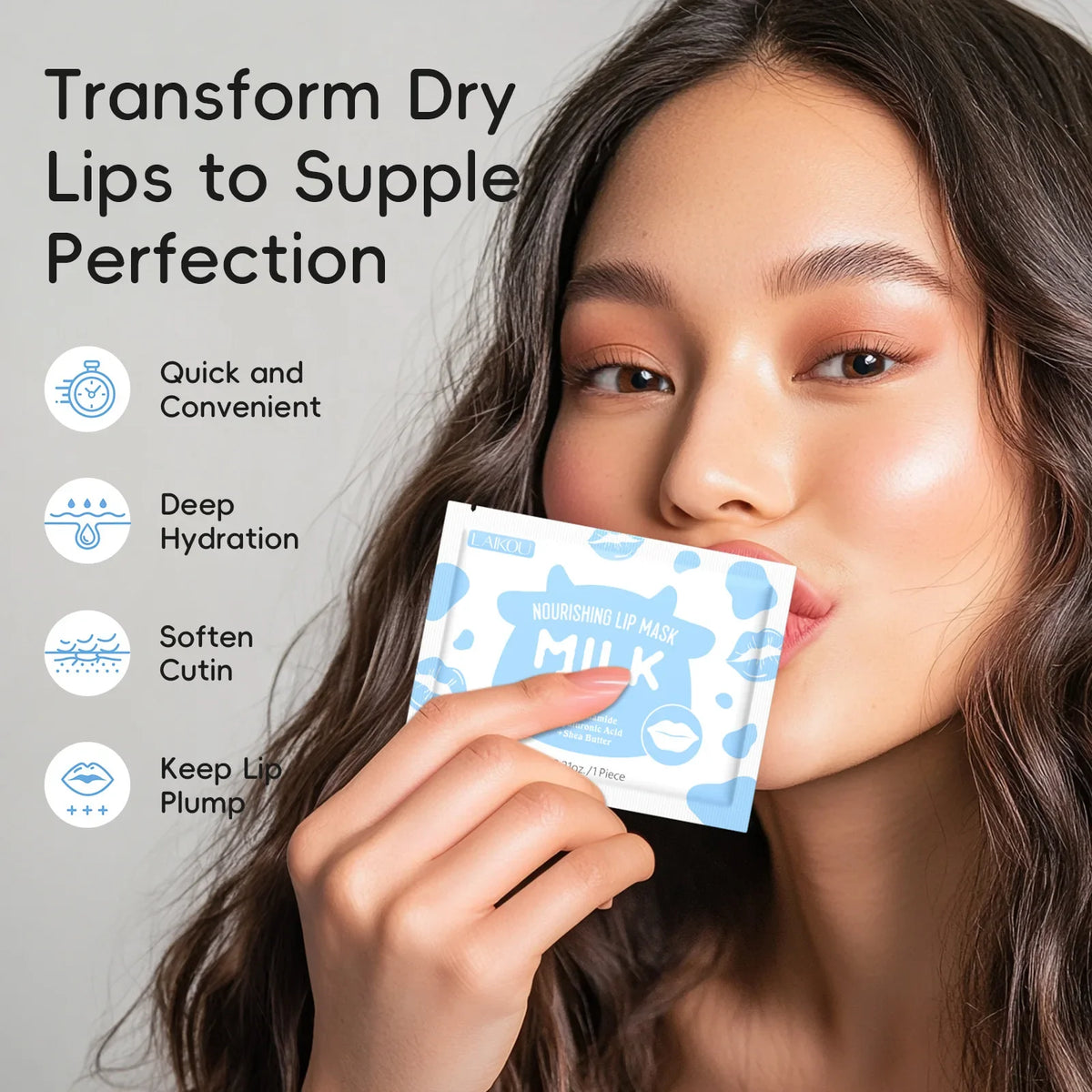 Laikou Milk Lip Mask Hydrating Repair Remove Lines Blemishes Lighten Lip Line Collagen Gel  Lips Pad Patches Skin Care Product