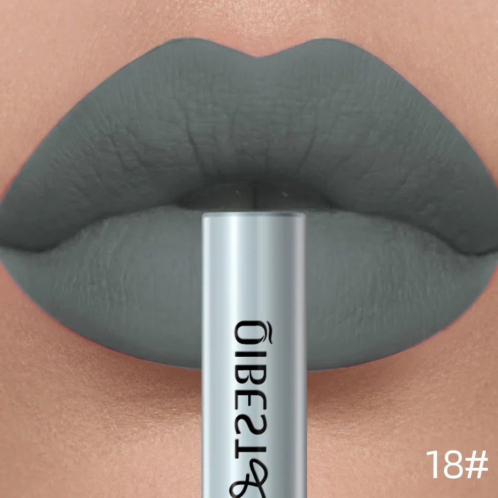 QIBEST Sexy Red Matte Lip Gloss Long Lasting Velvet Liquid Lipstick Lip Makeup Women Beauty Nonstick Cup Waterproof Lipgloss Hot