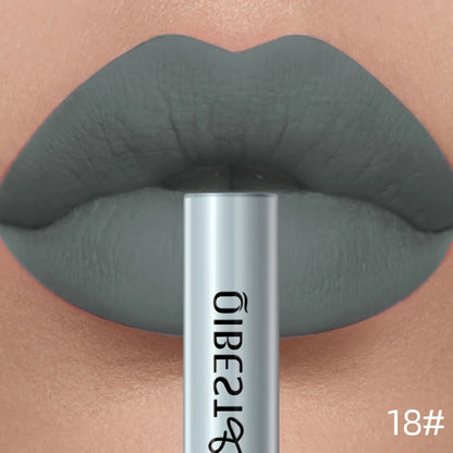 QIBEST Sexy Red Matte Lip Gloss Long Lasting Velvet Liquid Lipstick Lip Makeup Women Beauty Nonstick Cup Waterproof Lipgloss Hot