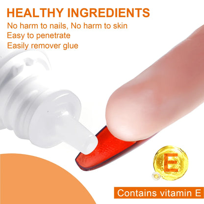 3 bottles Nail Glue Remover for Fake Nails Easily Removes Acrylic Nails, Press-On Nails & Rhinestones - Convenient Prying Cap