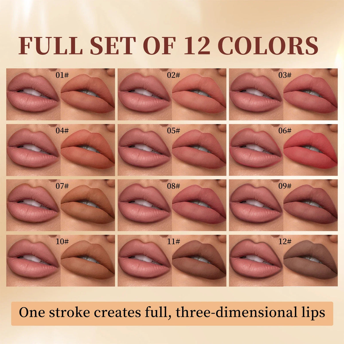 12Color Matte Lipstick Lipliner Set Nude Soft Matte Lip Liner Set Non-Drying Waterproof Plumping Outline The Lips Contour Makeup