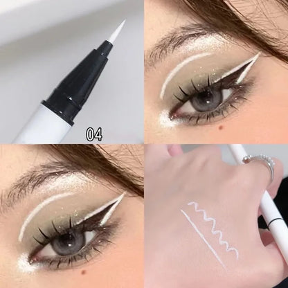 Professional White Eyeliner Gel Pen Waterproof Smudge-Proof Long Lasting Eye Brightening Multi-Use Cosmetic Tool Stage Makeup