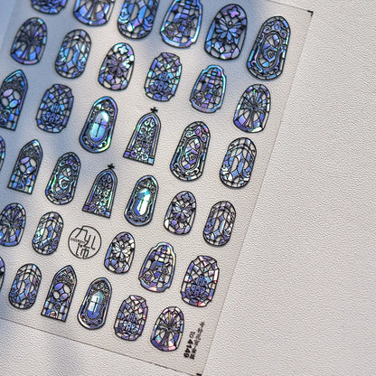 1pcs Dream Flower Window Shell Light Nail Art Stickers Japanese Flower Self Adhesive Stickers Press On Nails Decoration Decals