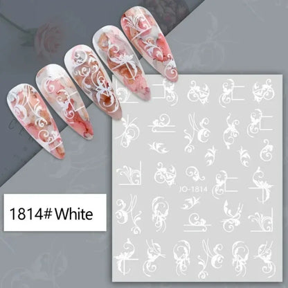 Cherry Blossom 3D Nail Stickers White Flower Petals Nail Art Decals Elegant Wedding Design Spring Sakura Manicure Slider Decor