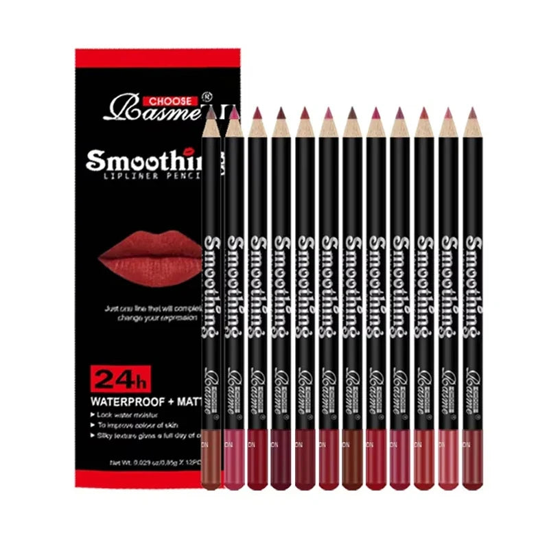 12 pcs Long-Lasting Lipstick Set with Professional Lip Liner Pencil and Matte Lip Gloss for Women Valentine's Day Gifts