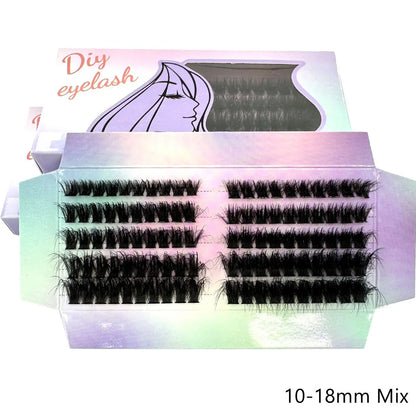 10Row 40D-200D 5D Fluffy Thick Lashes Clusters 10-18mmMix Wispy Individual Lashes Extensions Clusters DIY Makeup False Eyelashes