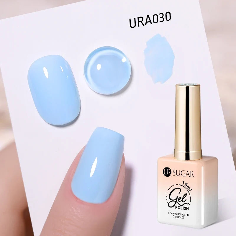 UR SUGAR 15ml Fiber Rubber Base Gel Upgrade Broken Nail Repaired Fiberglass Clear Quick Building UV Construction Gel Soak Off