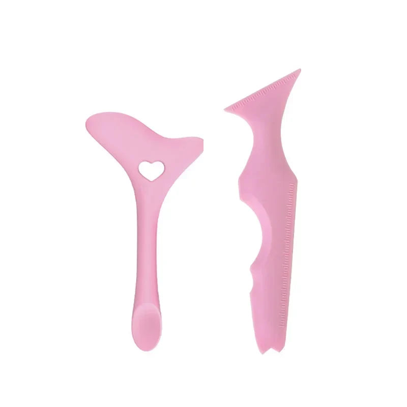 2Pcs Set Multifunctional Eye Makeup Tool Silicone Beauty Ruler Eyeshadow Highlight Lipstick Eyeliner Aid Tool Set