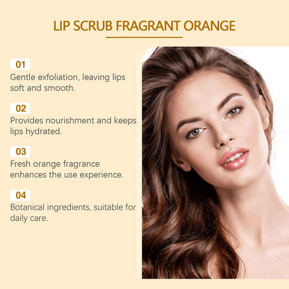 Orange Lip Scrub Exfoliating Softening Anti Chapped Remove Dead Skin Fade Pigmentation Hydrating Brightening Smoothing Lip Scrub