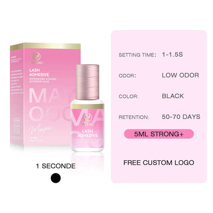 MAYOOC 0.3 Sec Eyelash Extension Glue Fast Dry Individual Lashes Glue Sensitive Eye Black Eyelash Glue Lash Free Custom Logo