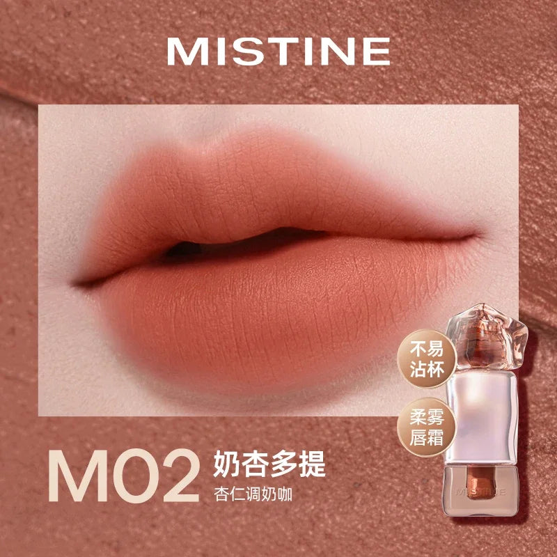 Mistine Lipstick Nude Long Wear Lip Creamy Korean Makeup Matte Lip Glaze Mirror Gloss Lip Jelly Long Lasting 2.9g