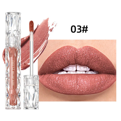 Diamond Shimmer Waterproof Lipgloss 10 Colors Liquid Lipstick Glitter Shiny Pearl Glaze Long Lasting Lip Tint Women Makeup