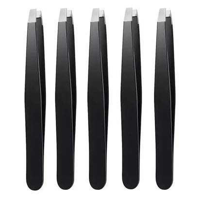 CNK  Wholesale  Stainless Steel Black Eyebrow Tweezer with Slant and Flat Point Beauty Tools for Eyebrows & Ingrown Hair Removal