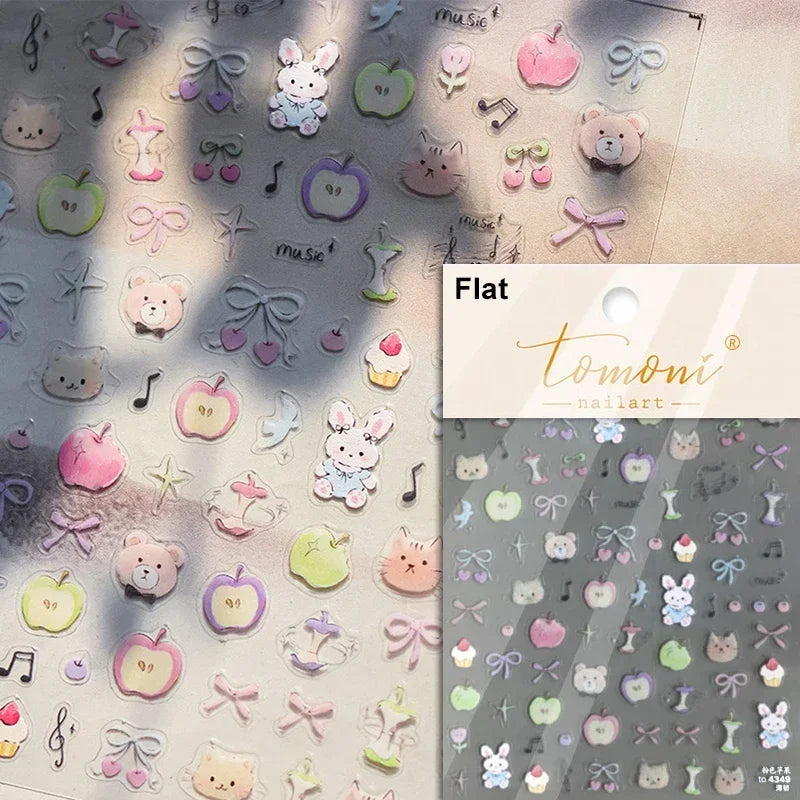 Cute Cat Eye Fishbone Animals Leopard Cat Ginger Cat Kitten Exclamation Point Paw Self Adhesive Nail Art Sticker Manicure Decals