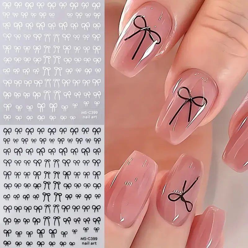 3D Small Bow Ribbon Bowknot Y2K Nail Sticker MIni Kawaii Japanese Adhesive Decals Nail Art Manicure Decorations DIY